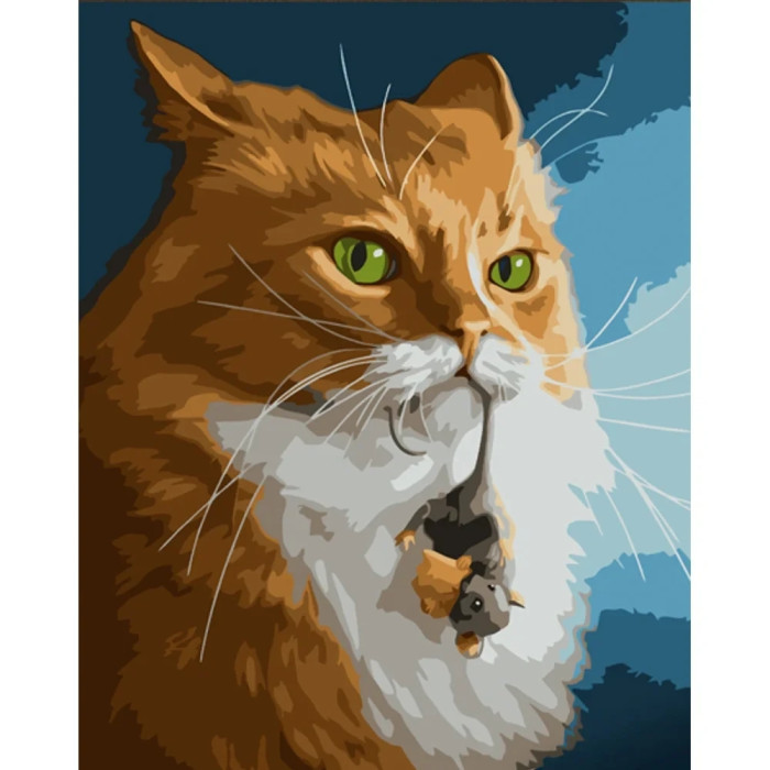Набір для розпису по номерах Кіт і миша Strateg розміром 30х40 см (SS6803)